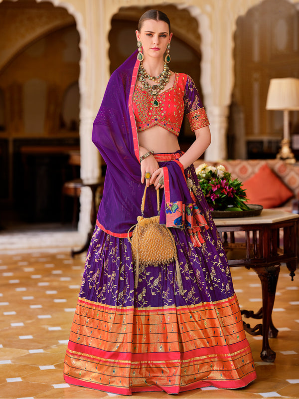 Designer Sangeet Lehenga In Traditional Smooth Silk Foil Print