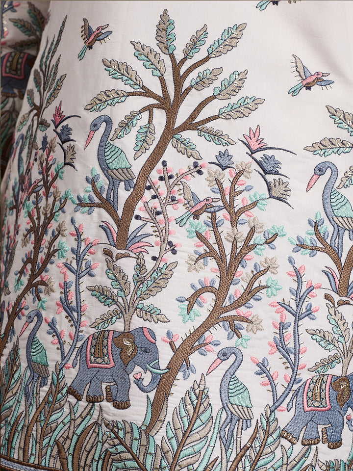 Men’s White Viscose Silk Kurta with Thread and Sequin Embroidery – Festive & Wedding Wear