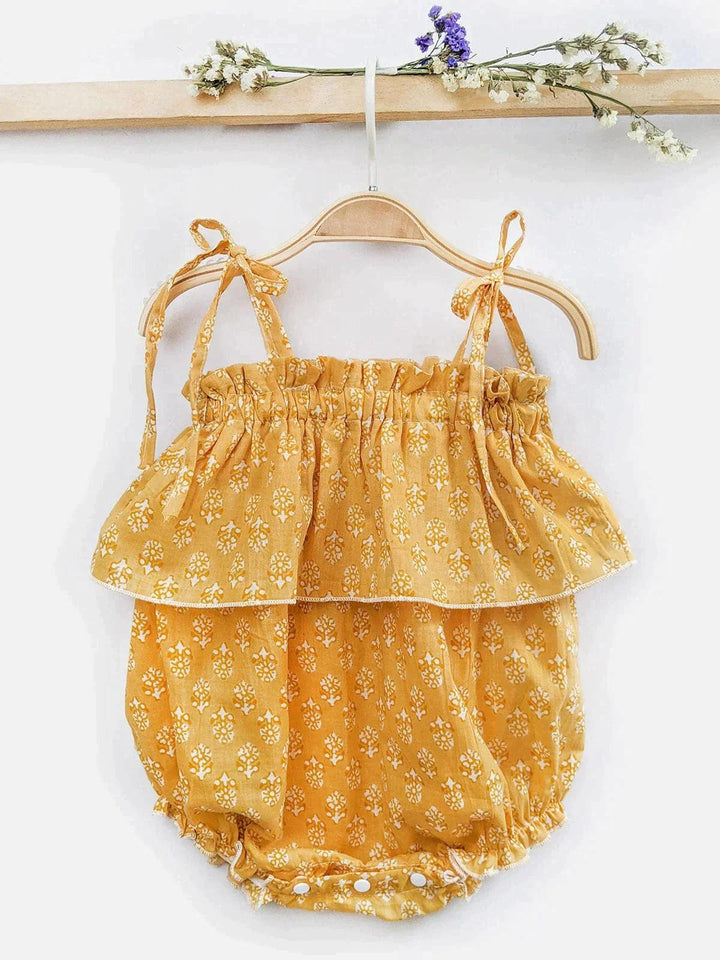 Amber Cotton Gathered Baby Girl Bodice Playsuit - VJV Now