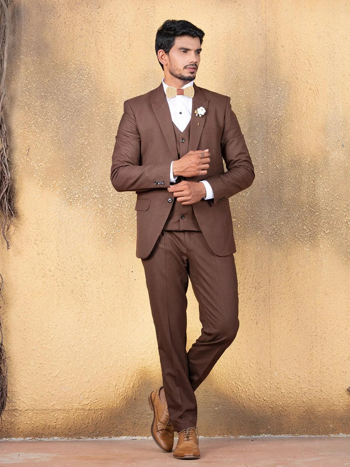 Auspicious Dark Brown Color Men's Single Breasted Blazer - VJV Now