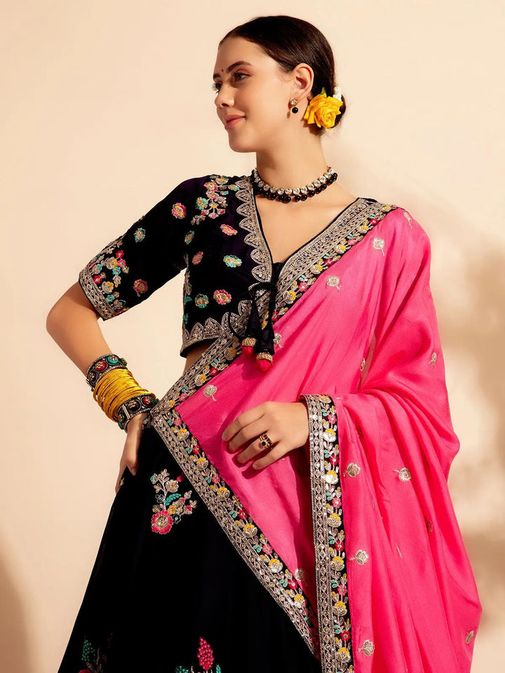 Bewitching Dark Purple Bridal Lehenga Choli with Handcrafted for Your Wedding Day - VJV Now