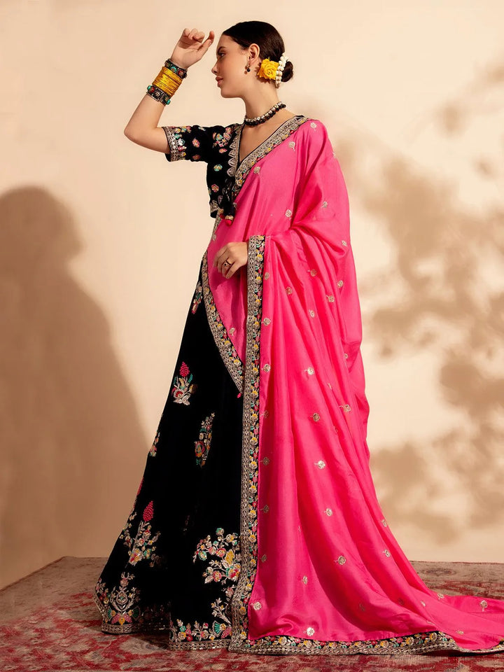 Bewitching Dark Purple Bridal Lehenga Choli with Handcrafted for Your Wedding Day - VJV Now