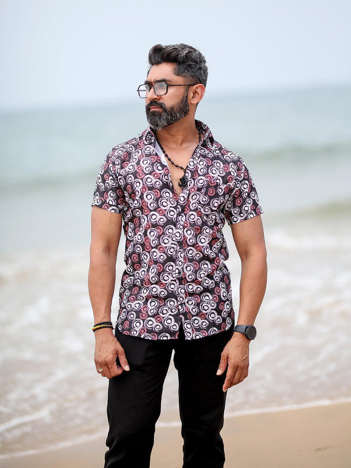 Black Beach Wear Printed Mens Shirt - VJV Now
