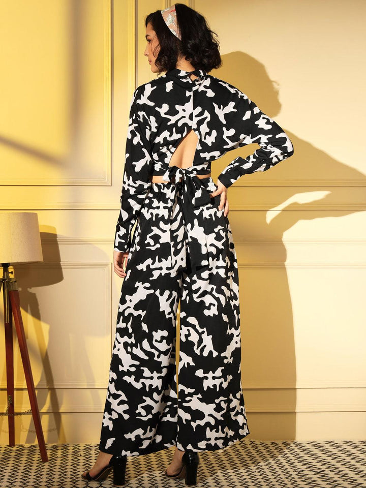 Black Crepe Digital Printed Top with Matching Trouser - VJV Now
