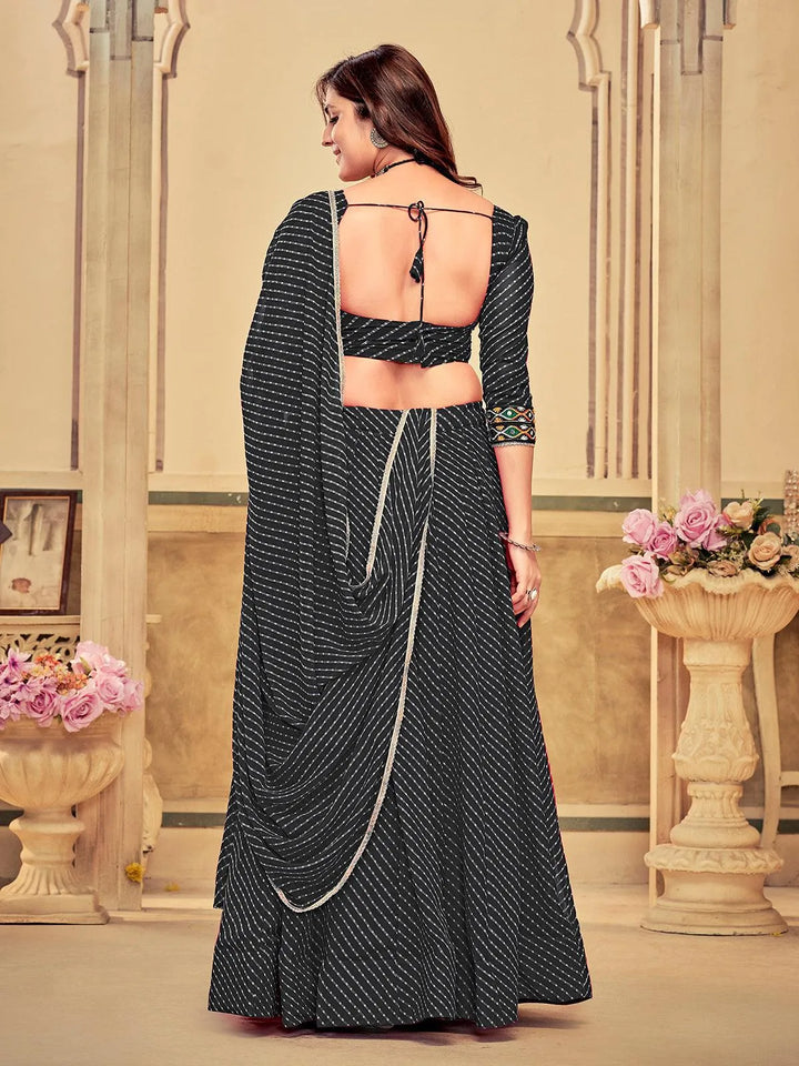 Black Lahariya Georgette Choli with Embroidery & Mirror Work - Perfect for Navratri - VJV Now