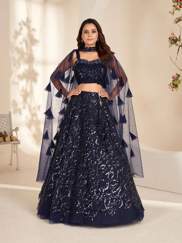 Blue Lehenga Choli Set with Embroidery work for weeding - VJV Now