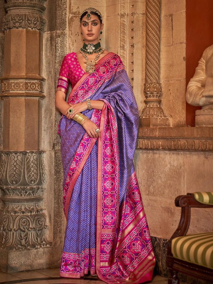 Blue Printed Design Soft Silk Saree - VJV Now