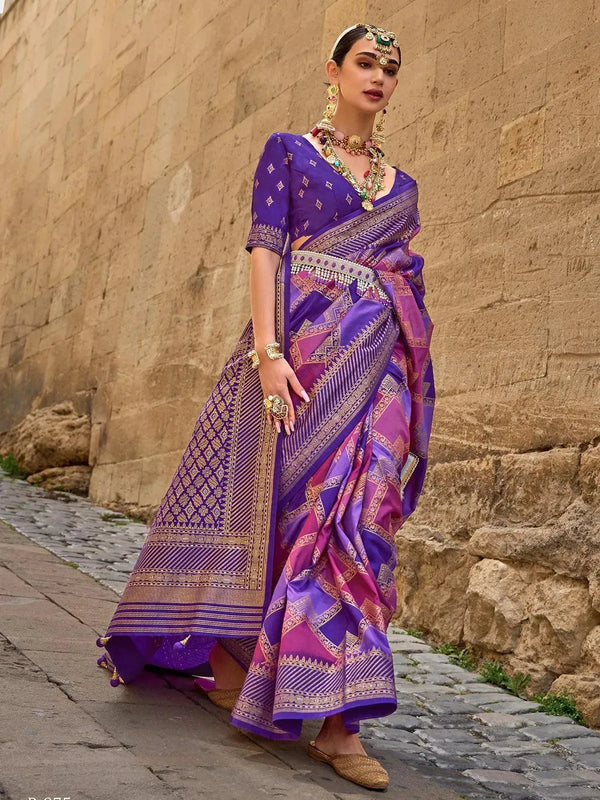 Blue Woven Patola Silk Saree - VJV Now