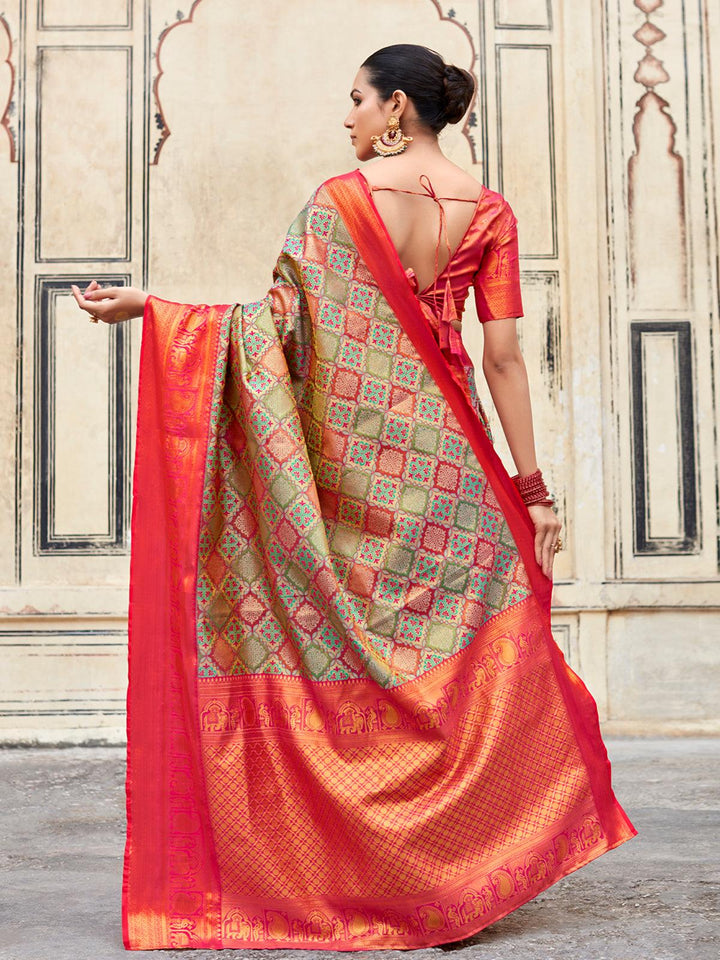 Bridal Red Woven Banarasi Patola Silk Saree - VJV Now