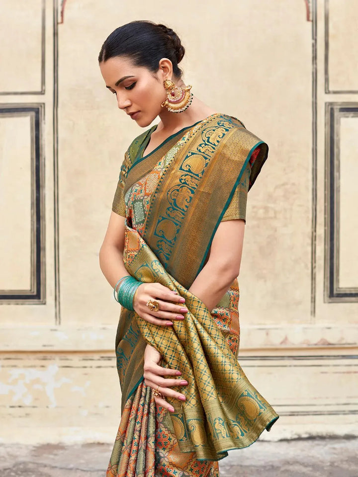 Bridal Teal Blue Woven Banarasi Patola Silk Saree - VJV Now