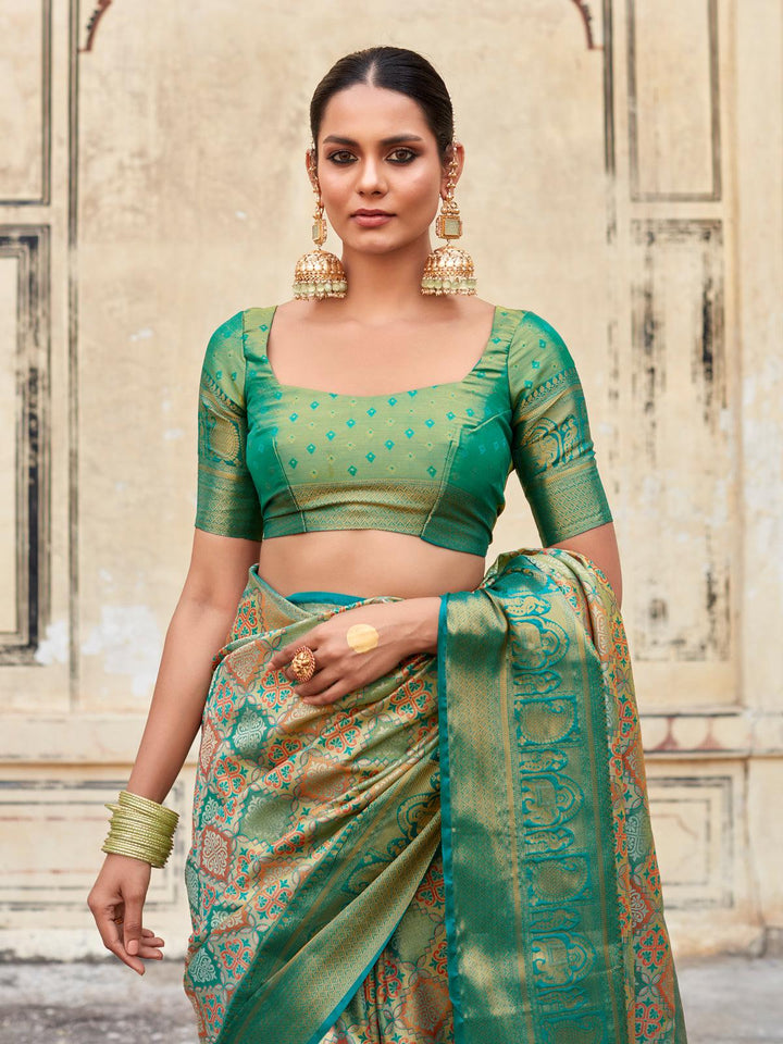 Bridal Turquoise Woven Banarasi Patola Silk Saree - VJV Now