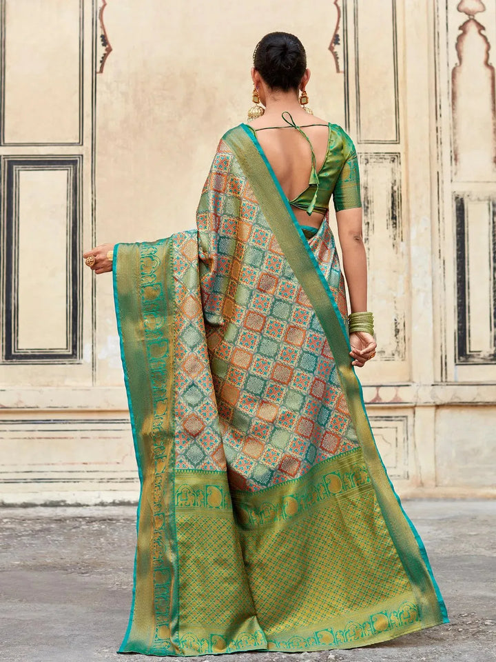 Bridal Turquoise Woven Banarasi Patola Silk Saree - VJV Now