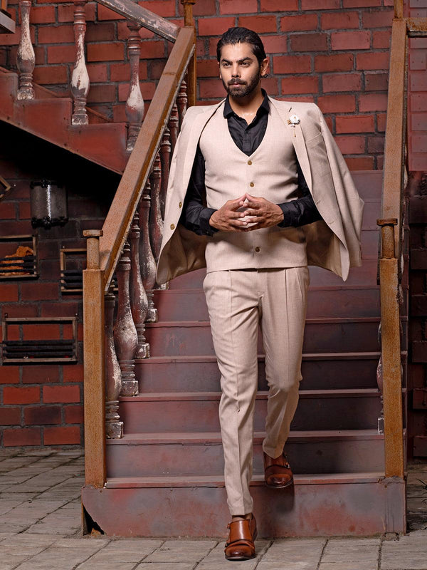 Charming Beige Color Men's Single Breasted Designer Suit - VJV Now