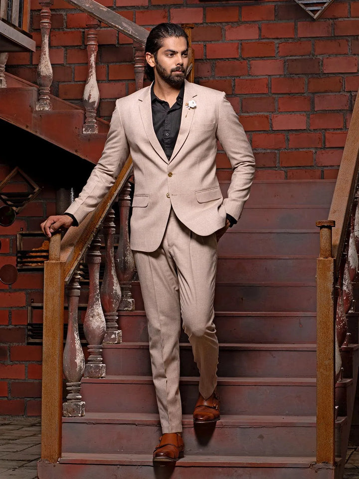 Charming Beige Color Men's Single Breasted Designer Suit - VJV Now