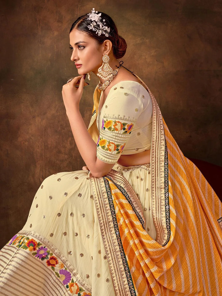 Cream Sequence Embroidered Lehenga Choli Festive Wear - VJV Now