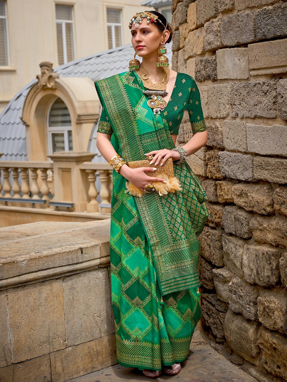 Buy Dark Green Designer Classic Wear Soft Silk Saree | Designer Sarees