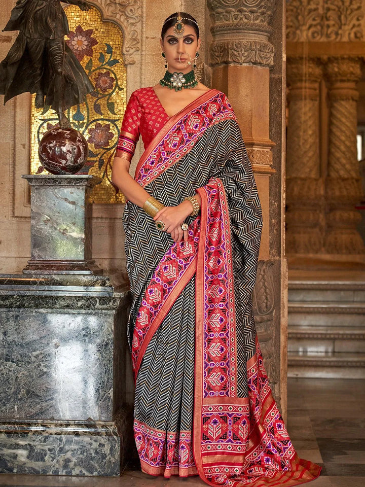 Dark Grey Printed Design Soft Silk Saree - VJV Now