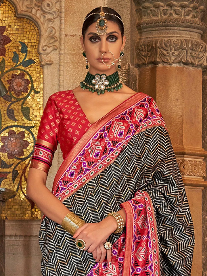 Dark Grey Printed Design Soft Silk Saree - VJV Now