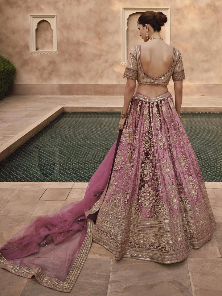 Dusty Pink Embroidered and Hand Work Designer Lehenga Choli - VJV Now