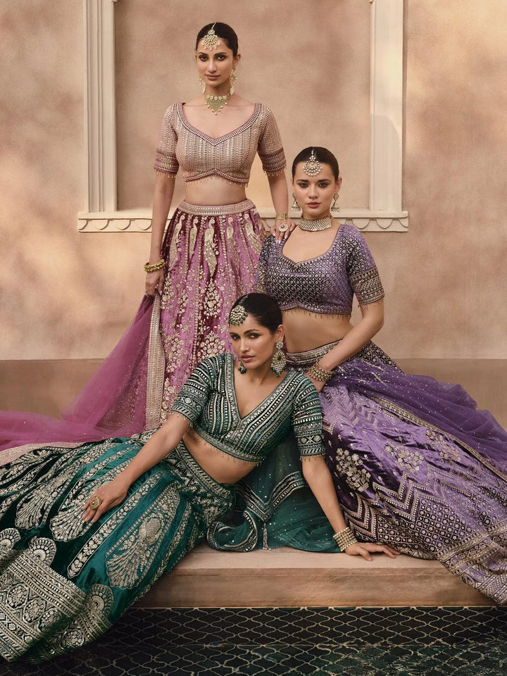 Dusty Pink Embroidered and Hand Work Designer Lehenga Choli - VJV Now