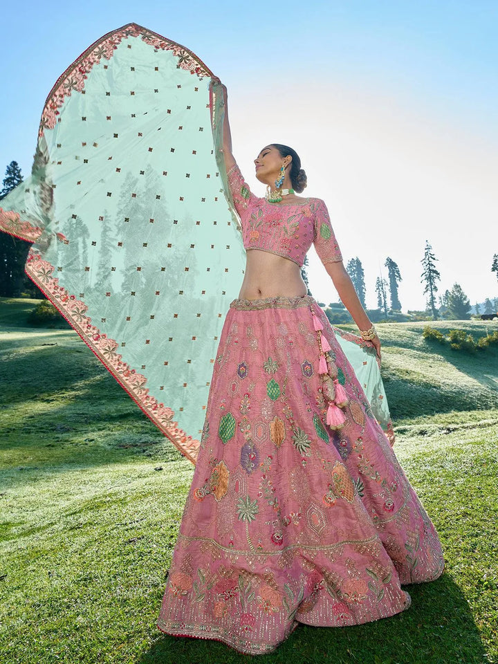 Dusty Pink Embroidered Work Traditional Designer Wear Lehenga Choli - VJV Now