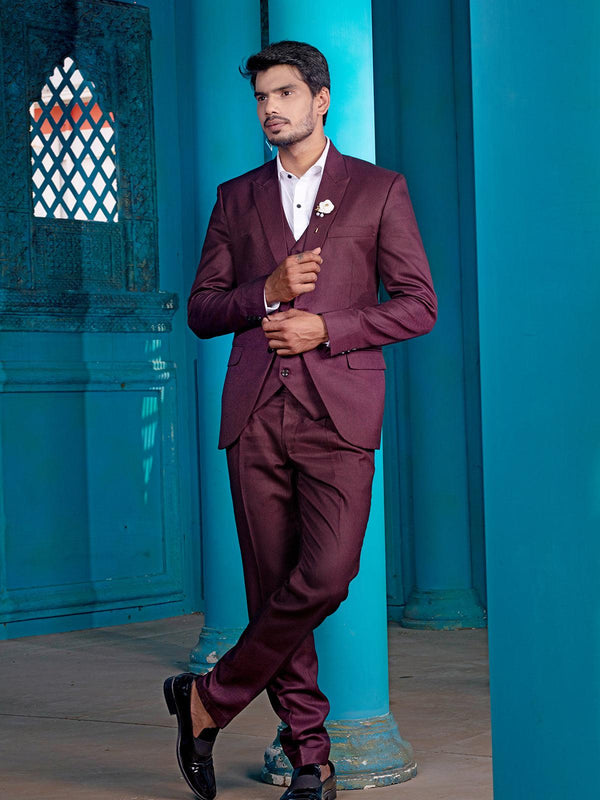 Excellent Wine Color Men's Single Breasted Designer Suit - VJV Now