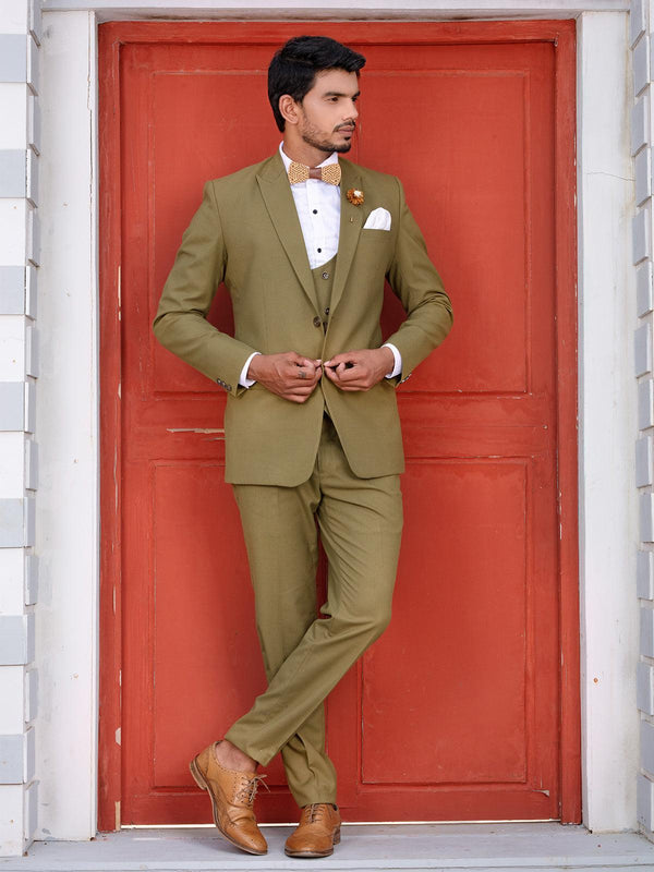 Fabulous Olive Green Color Men's Single Breasted Designer Suit - VJV Now