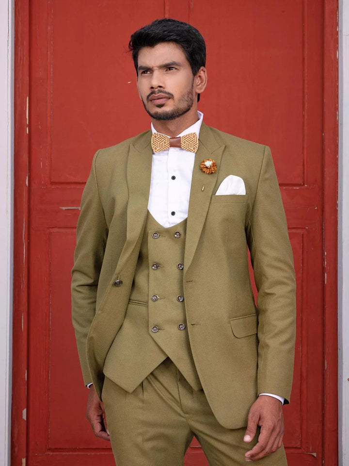 Fabulous Olive Green Color Men's Single Breasted Designer Suit - VJV Now