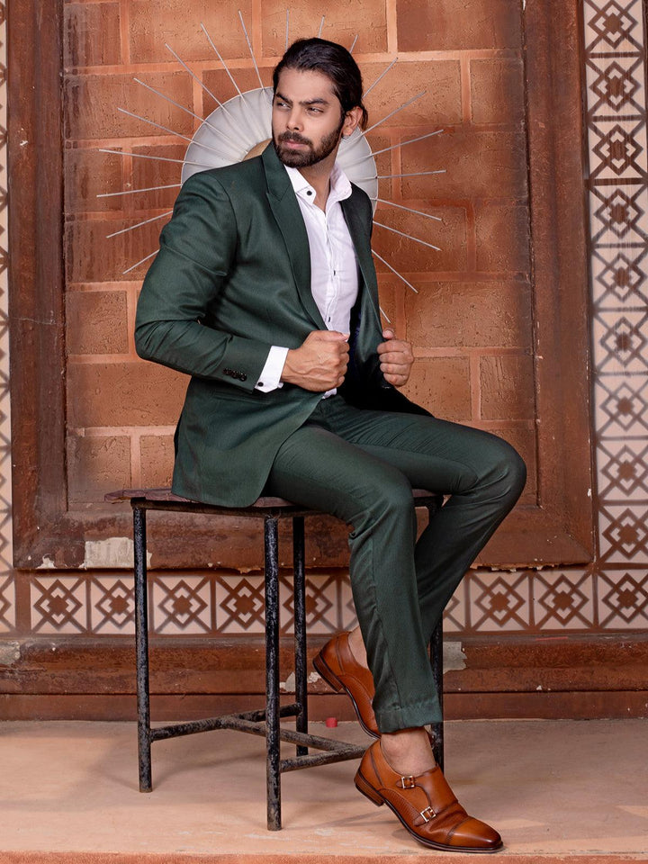 Fetching Dark Green Color Men's Single Breasted Designer Suit - VJV Now