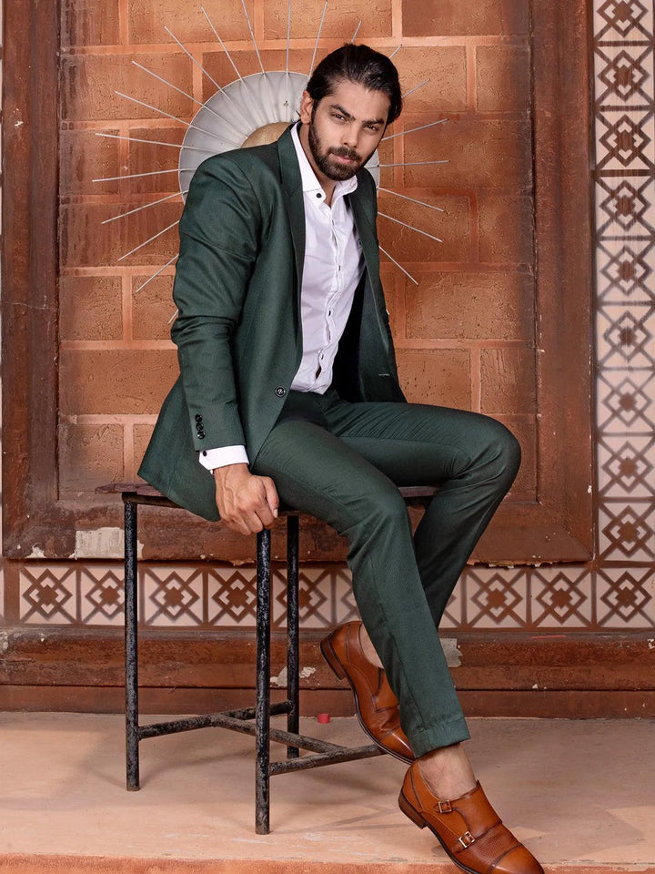 Fetching Dark Green Color Men's Single Breasted Designer Suit - VJV Now