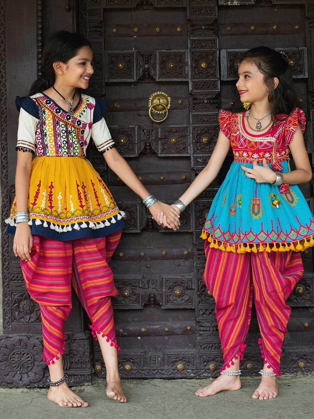 Navratri Special Couple Suit With Traditional Real Mirror Kurti With Dhoti  | eBay