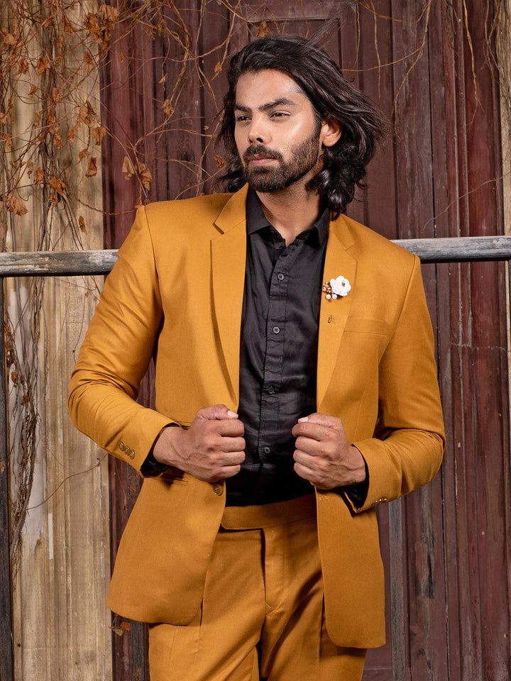 Glorious Mustard Color Men's Single Breasted Designer Suit - VJV Now
