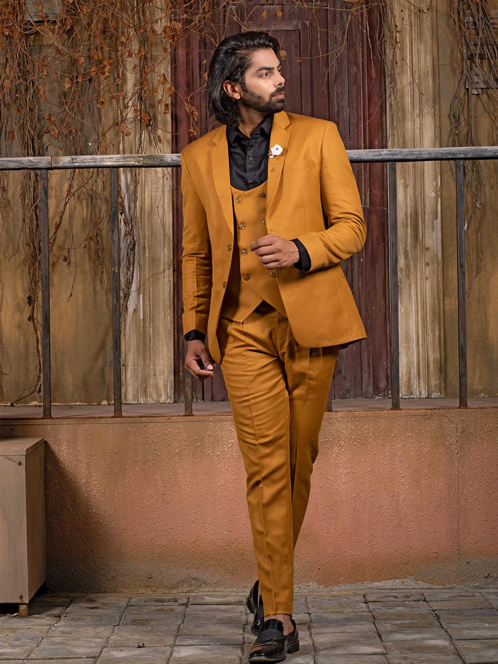 Glorious Mustard Color Men's Single Breasted Designer Suit - VJV Now