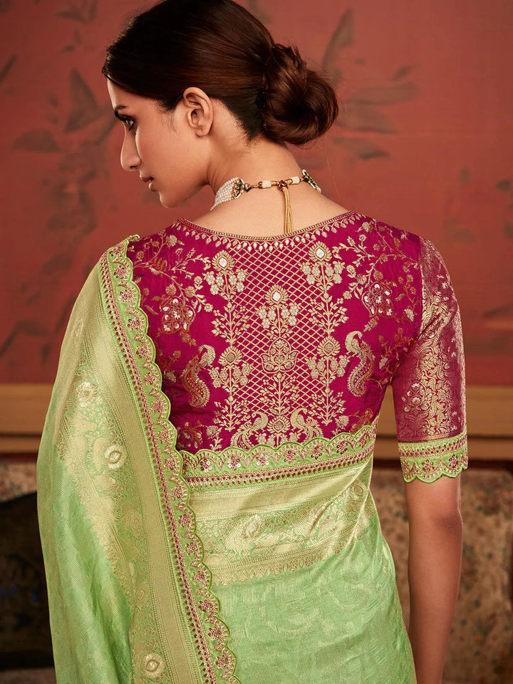 Green Art Silk Zari Work saree - VJV Now