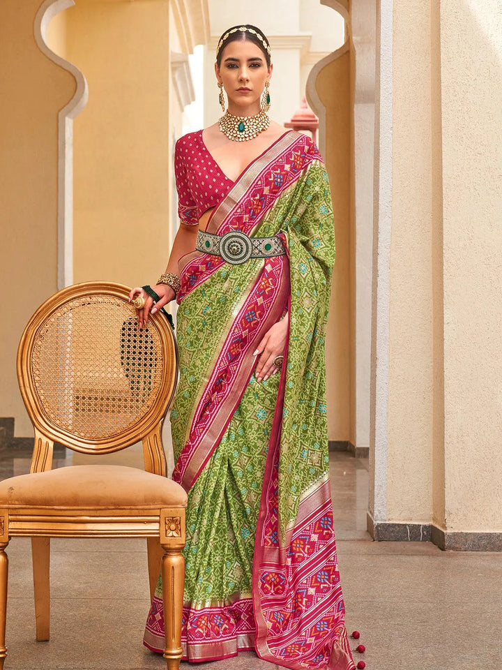 Green Color Designer Patola Silk Saree - VJV Now