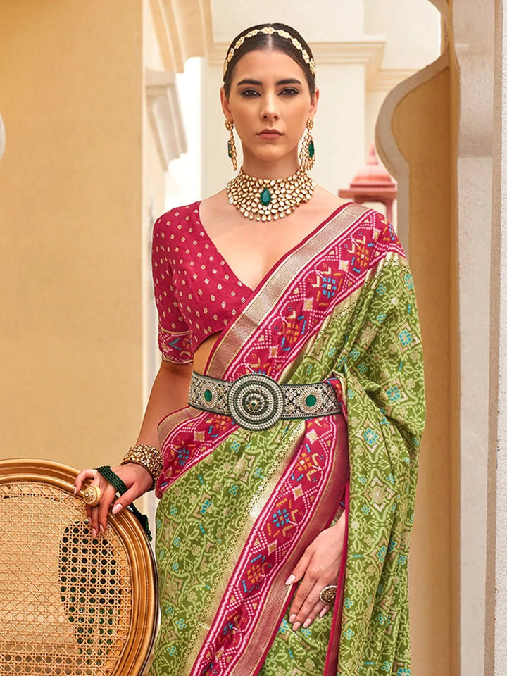 Green Color Designer Patola Silk Saree - VJV Now