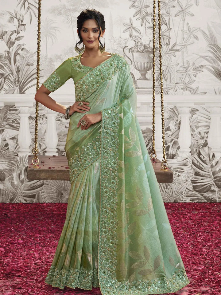 Green Embroidered Women's Designer Wedding Wear - VJV Now