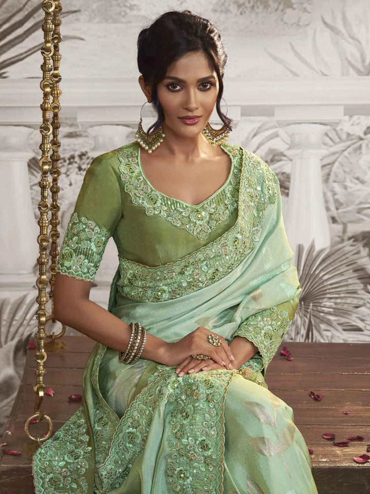 Green Embroidered Women's Designer Wedding Wear - VJV Now