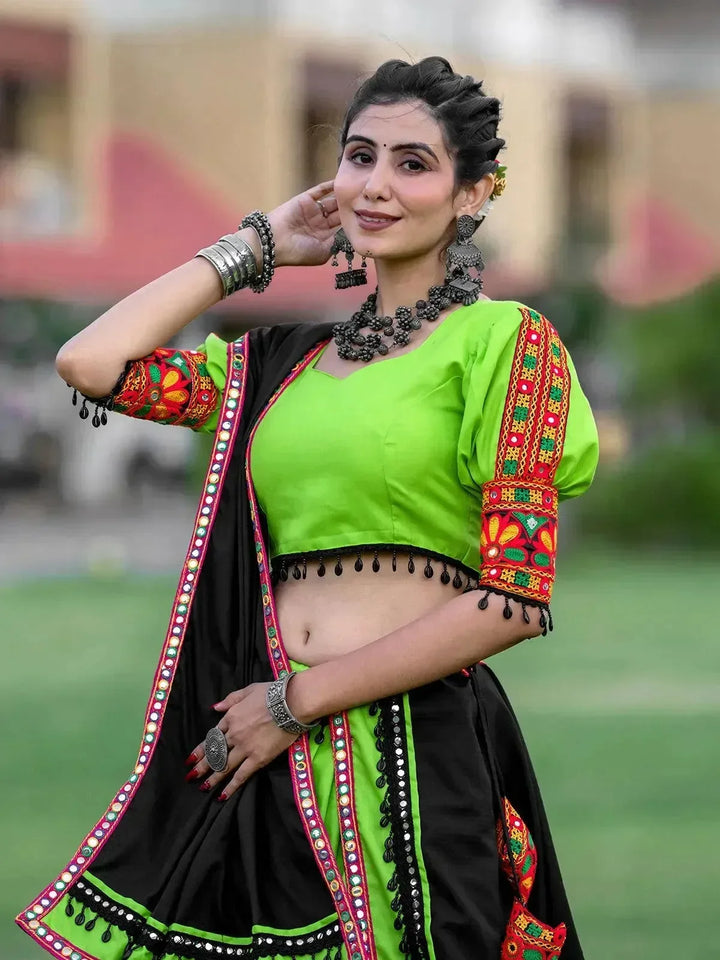 green garba dress Womens Skirt Panel for Garba Lehenga Choli for Navratra