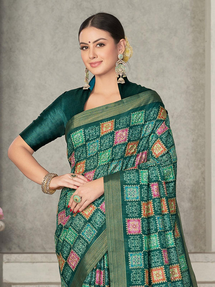 Green Tussar Silk Woven Design Wear Saree - VJV Now