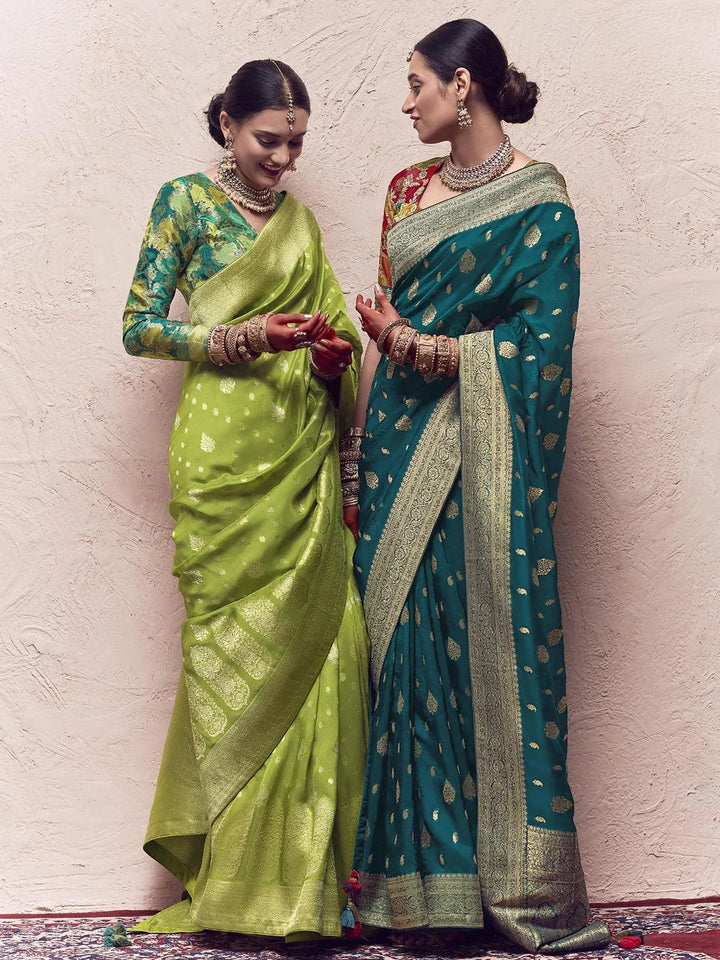 Green Woven Banarasi Art Silk Designer Saree - VJV Now