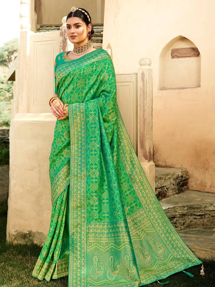 Green Zari Work Banarasi Silk Saree - VJV Now