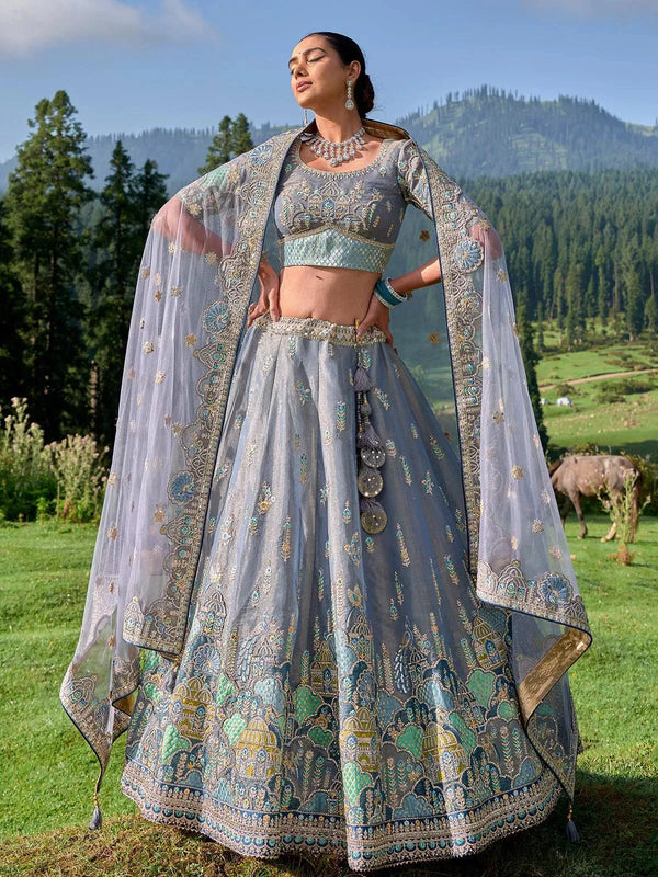 Lavender Embroidered Work Traditional Designer Wear Lehenga Choli - VJV Now