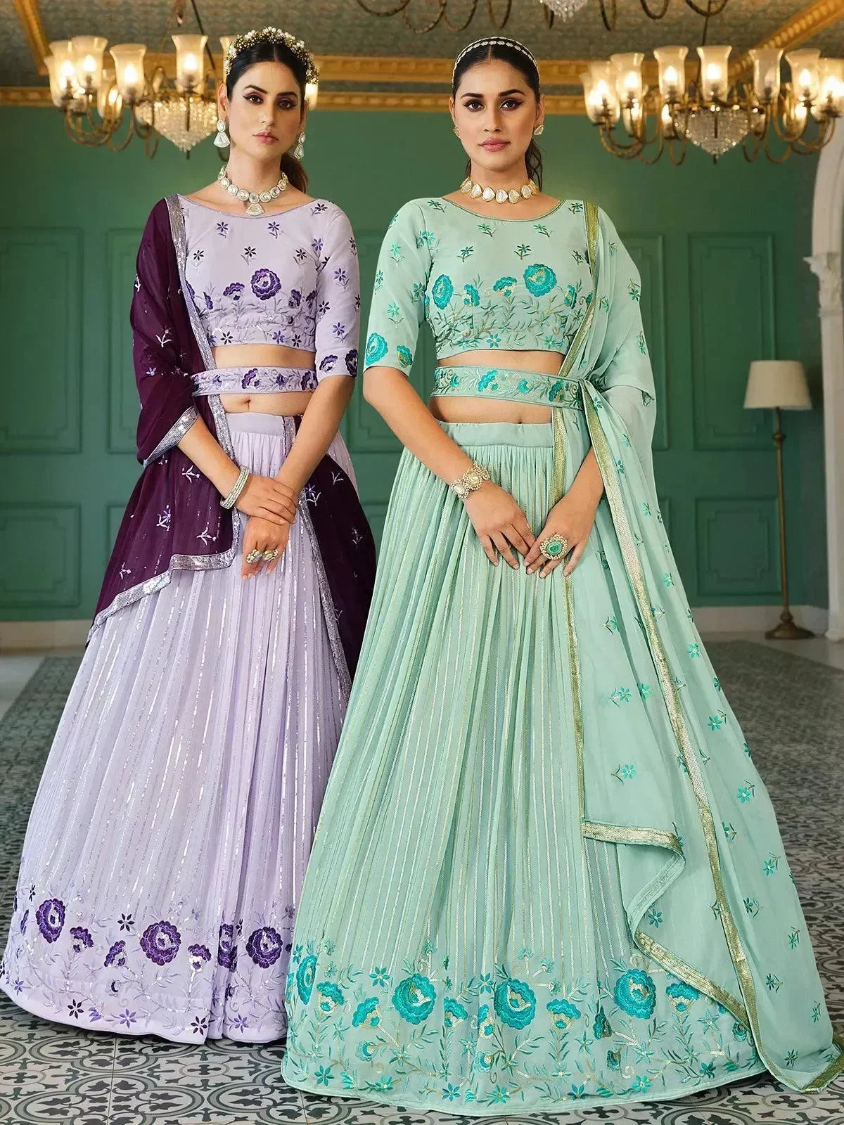 Bridal Style Lavender Embroidered Designer Lehenga Choli