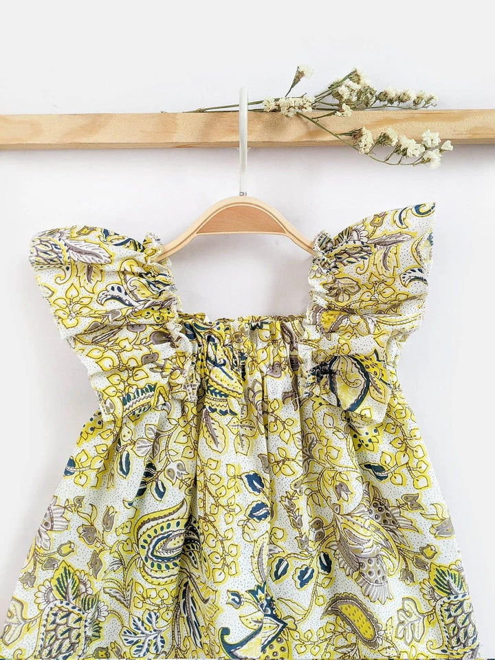 Lemon Shoulder Frilled Boho Baby Girl Dress - VJV Now
