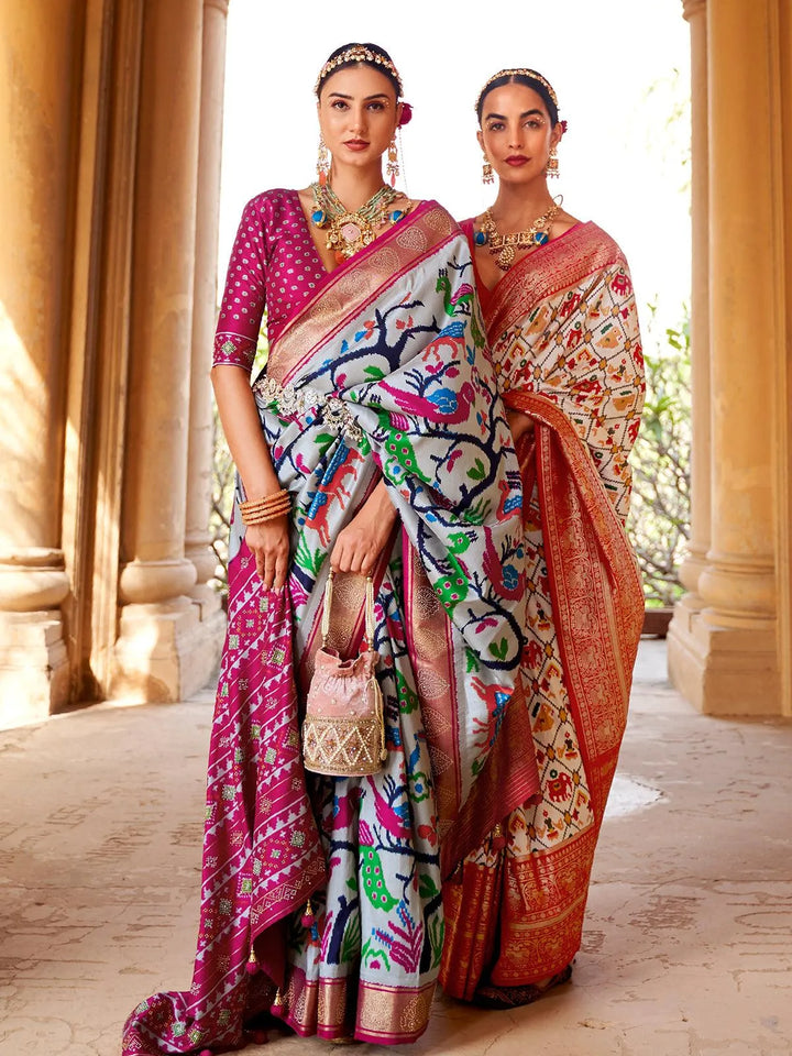 Light Grey Embellished Designer Art Silk Saree - VJV Now