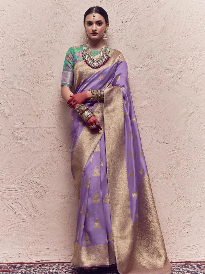 Light Purple Woven Banarasi Art Silk Designer Saree - VJV Now