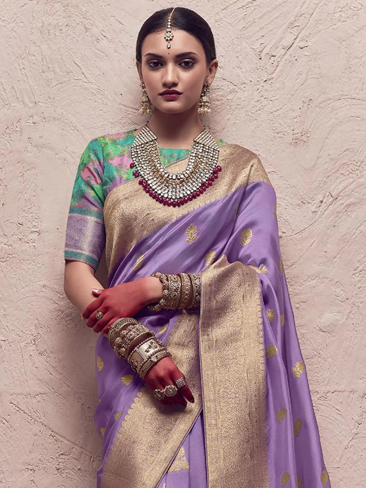 Light Purple Woven Banarasi Art Silk Designer Saree - VJV Now