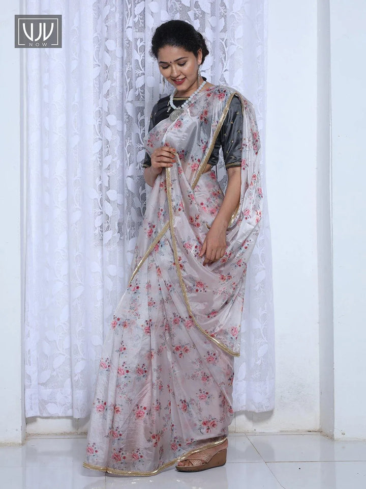 Lovely Off White Color Printed Organza Designer Saree - VJV Now