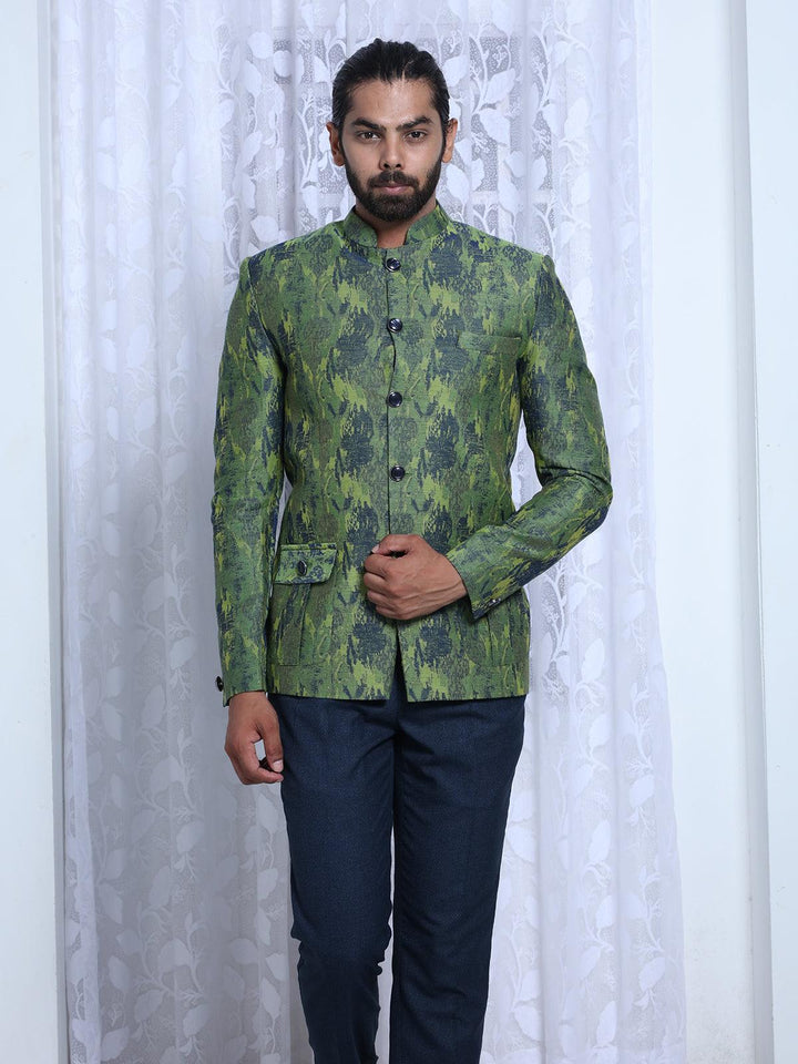 Majestic Green Color Cotton Men's Designer Jodhpuri Suit - VJV Now